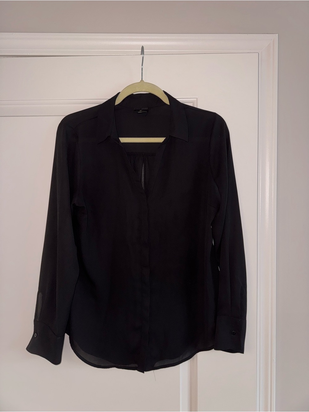Worthington Black Long-Sleeve Button-Front Blouse